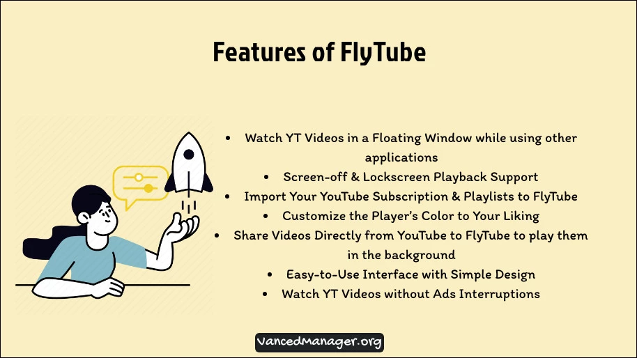 Flytube APK features